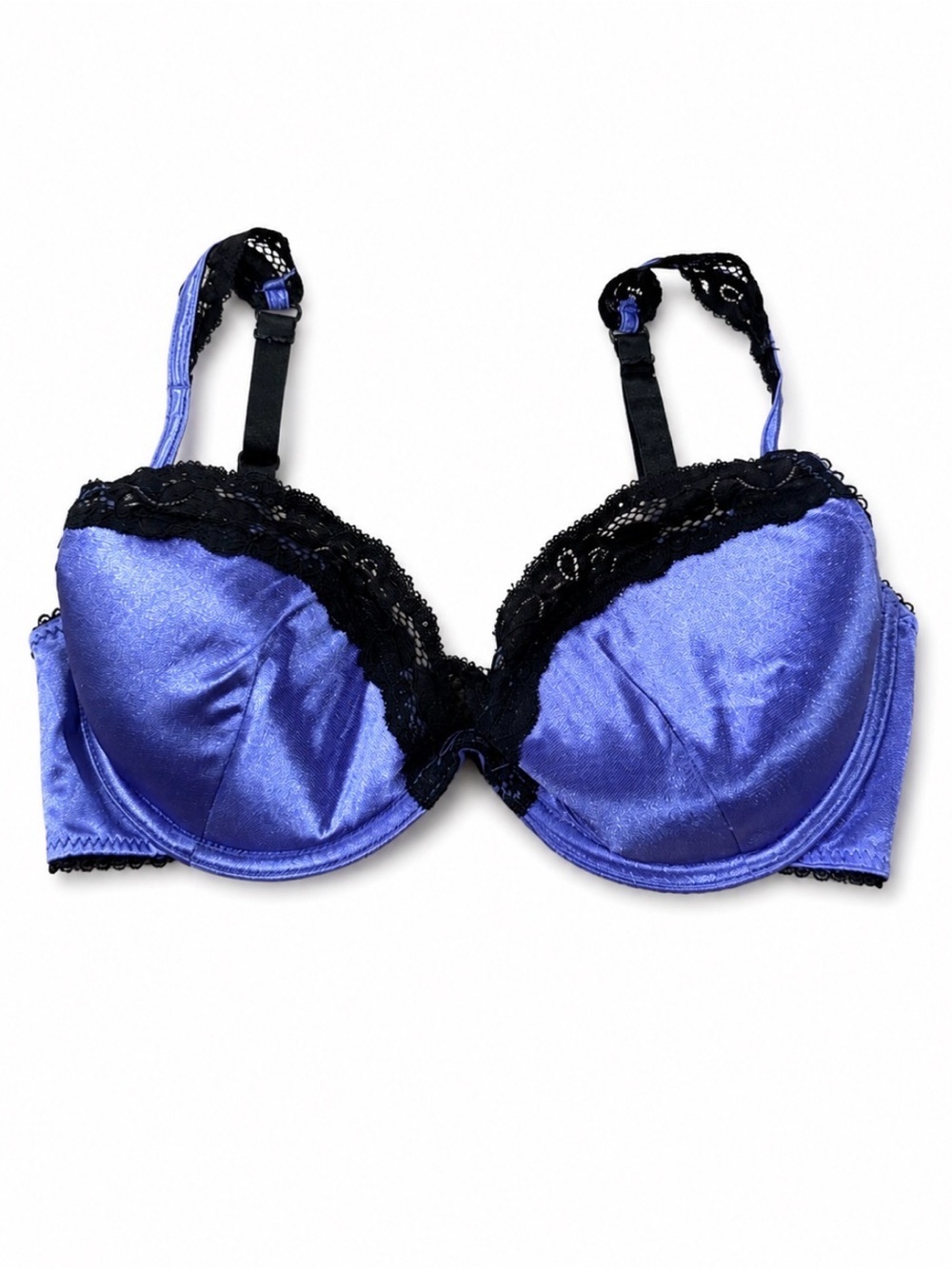 Fredricks Women's purple Satin Lace Trim Bra in Royal Blue 32D underwire padded